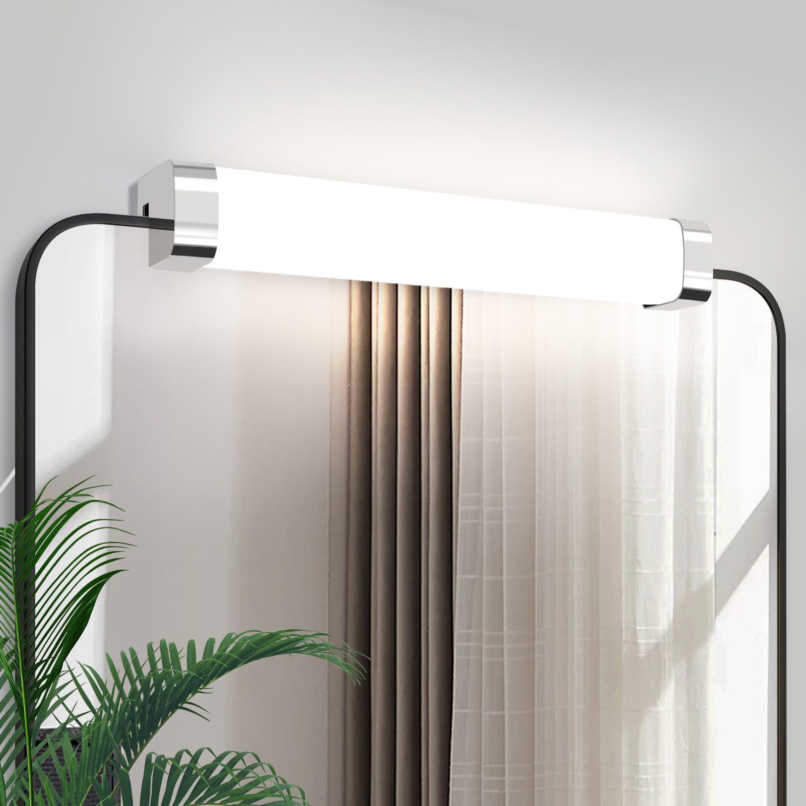 NETTLIFE LED - spejlvæglampe med 10 W fatning, sæt med 2, neutral hvid 4000K, krom