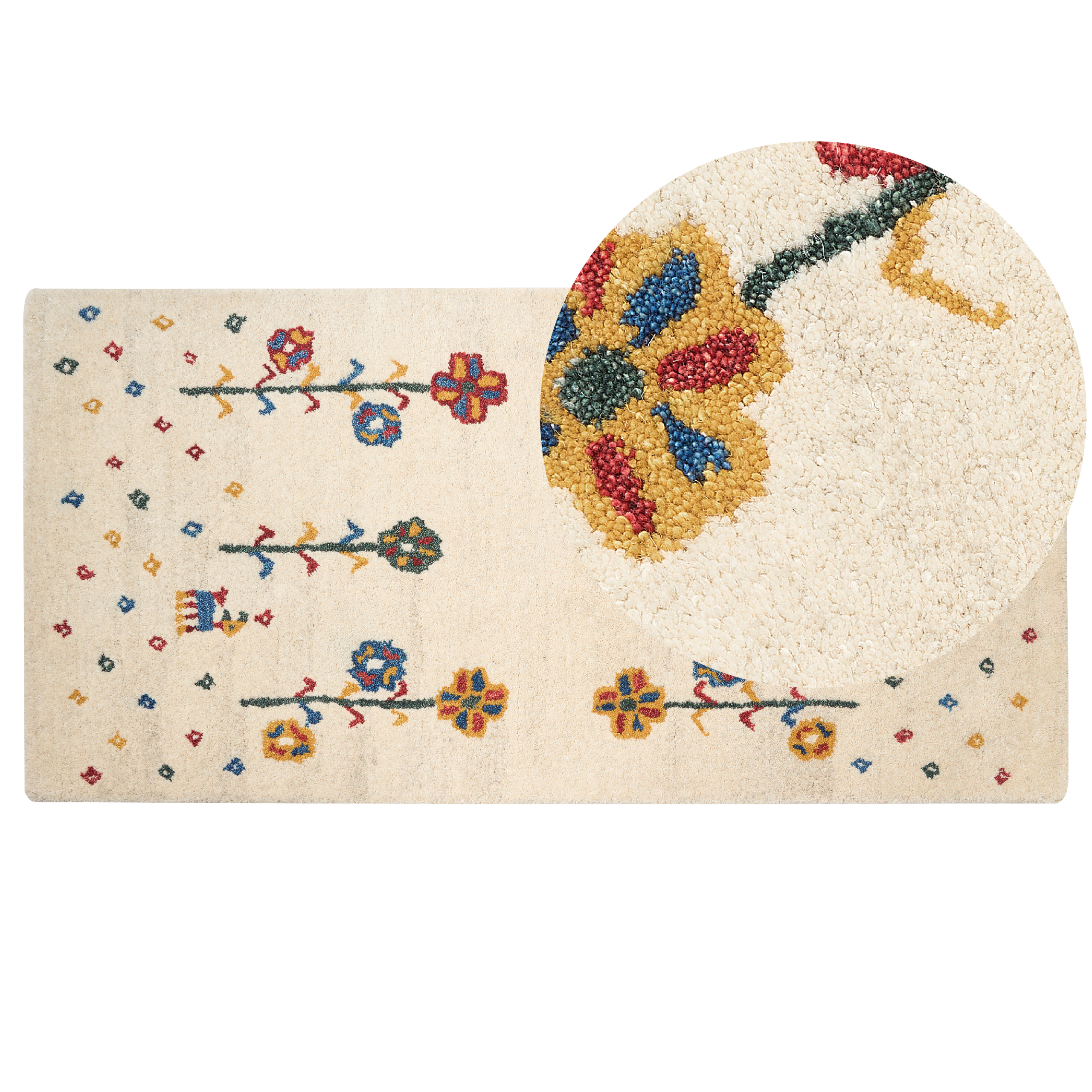 Gulvtæppe HUSUNLU Beige 80 x 150 cm Gabbeh Uld