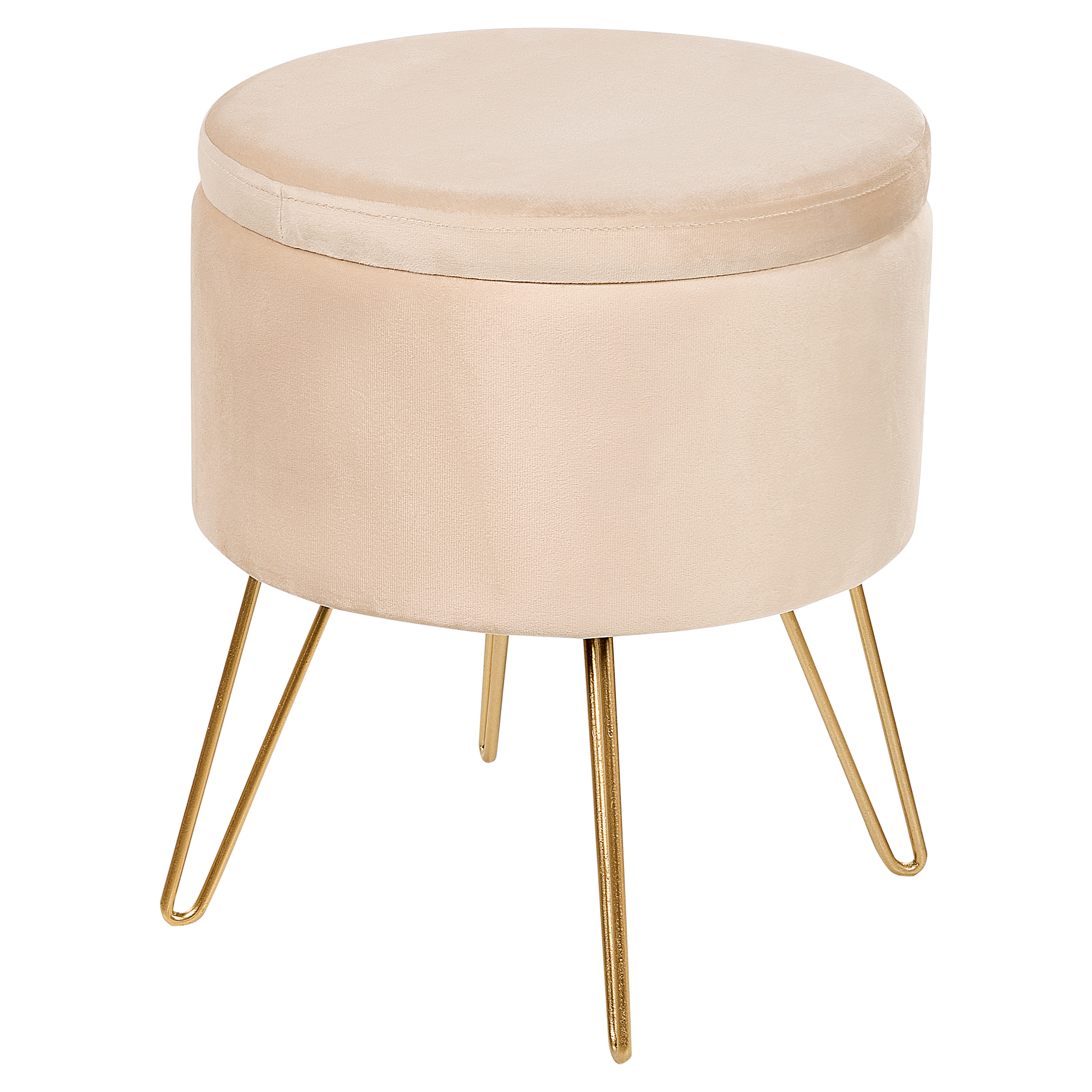 Puf med opbevaring SILAS Velour Lys Beige
