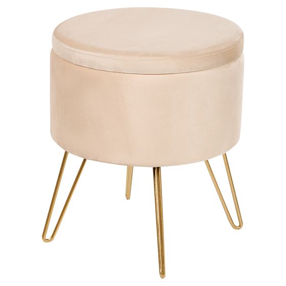 Puf med opbevaring SILAS Velour Lys Beige