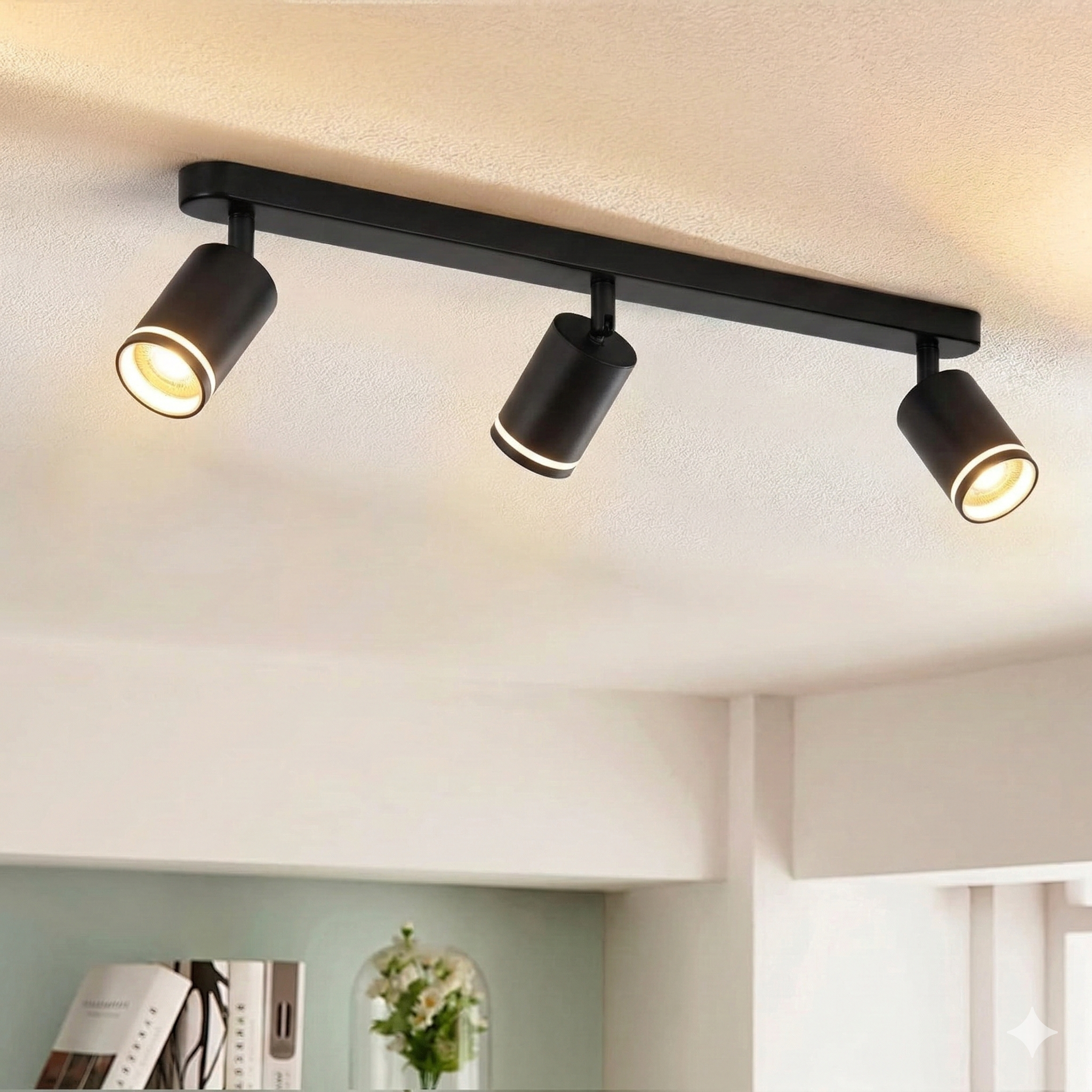 NETTLIFE LED - loftslampe med 3 flammer - sort loftslampe GU10 drejespot i træ uden lampe