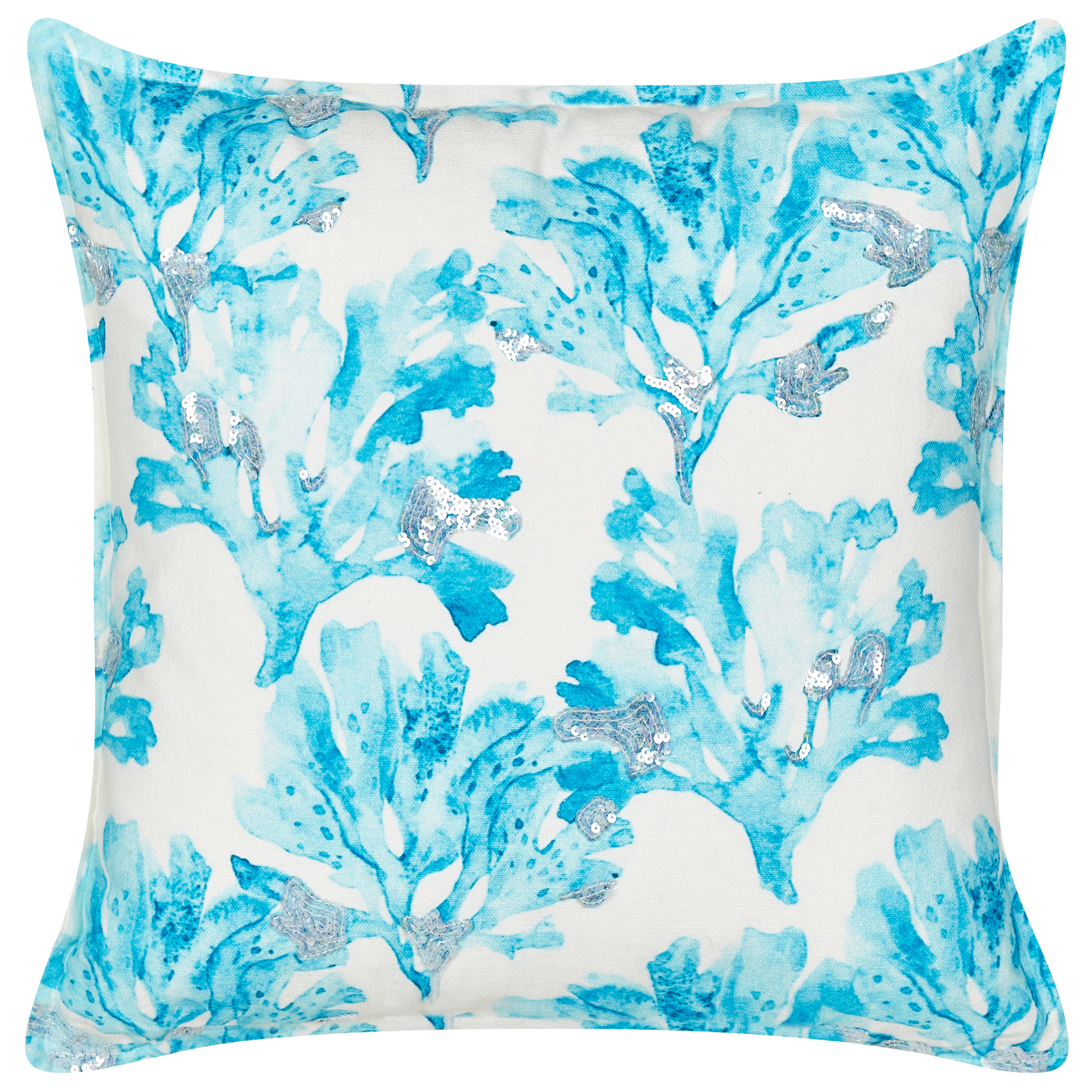 Pyntepude ROCKWEED 45 x 45 cm Bomuld Hvid Blomstermønster