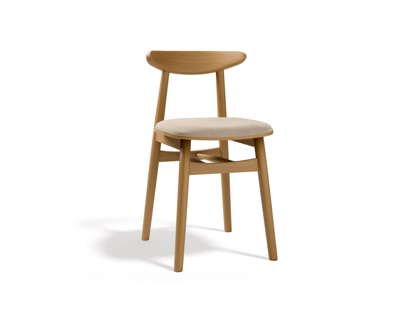 Cosmopolitan Design velourstole, 2 stk., "Bony", 1-personers, 42 × 47 × 80 cm, ben i amerikansk valnød, beige