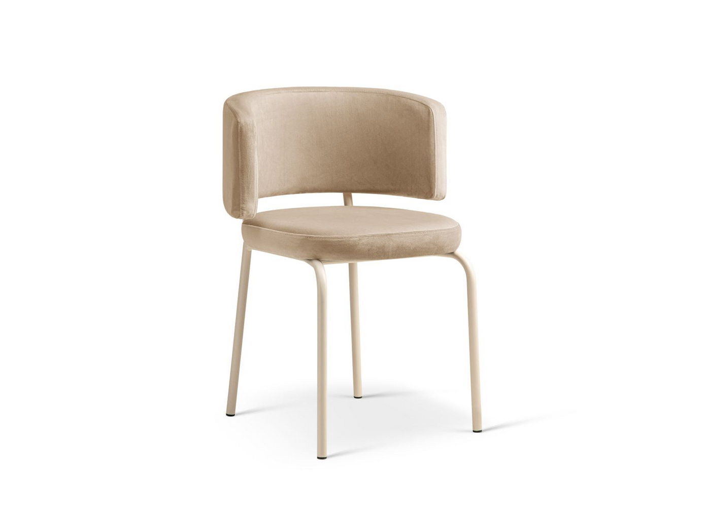 Cosmopolitan Design velourstole, 2 stk., "Dora", 1-personers, 58 × 57 × 75 cm, cremefarvede ben, mandelbeige