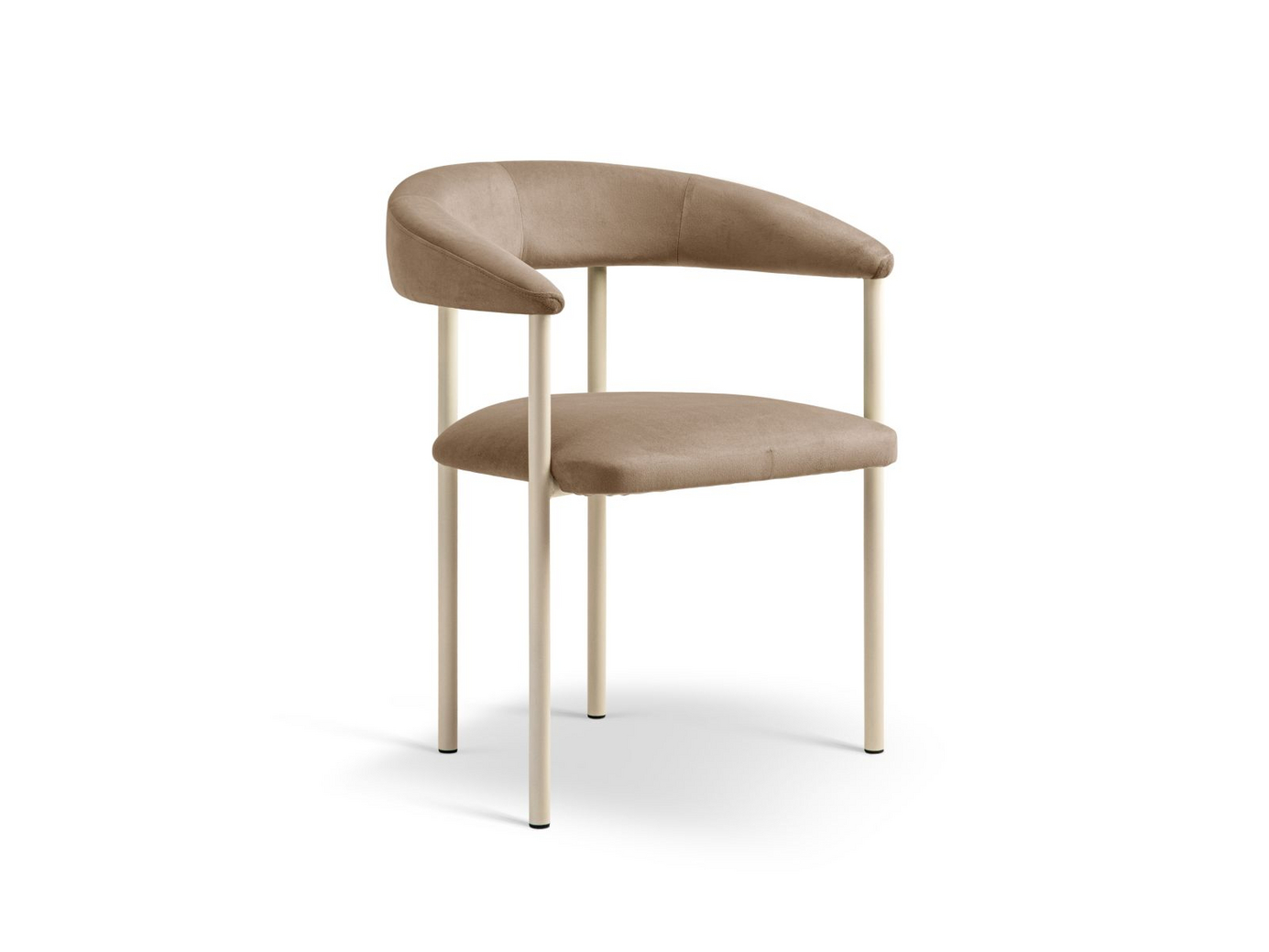 Cosmopolitan Design velourstole, 2 stk., "Lea", 1-personers, 56,5 × 53,5 × 74 cm, cremefarvede ben, mandelbeige