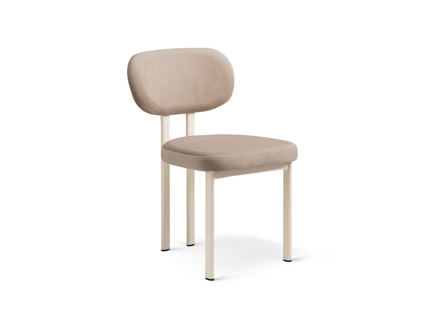 Cosmopolitan Design velourstole, 2 stk., "Sam", 1-personers, 51 × 52 × 82 cm, cremefarvede ben, mandelbeige