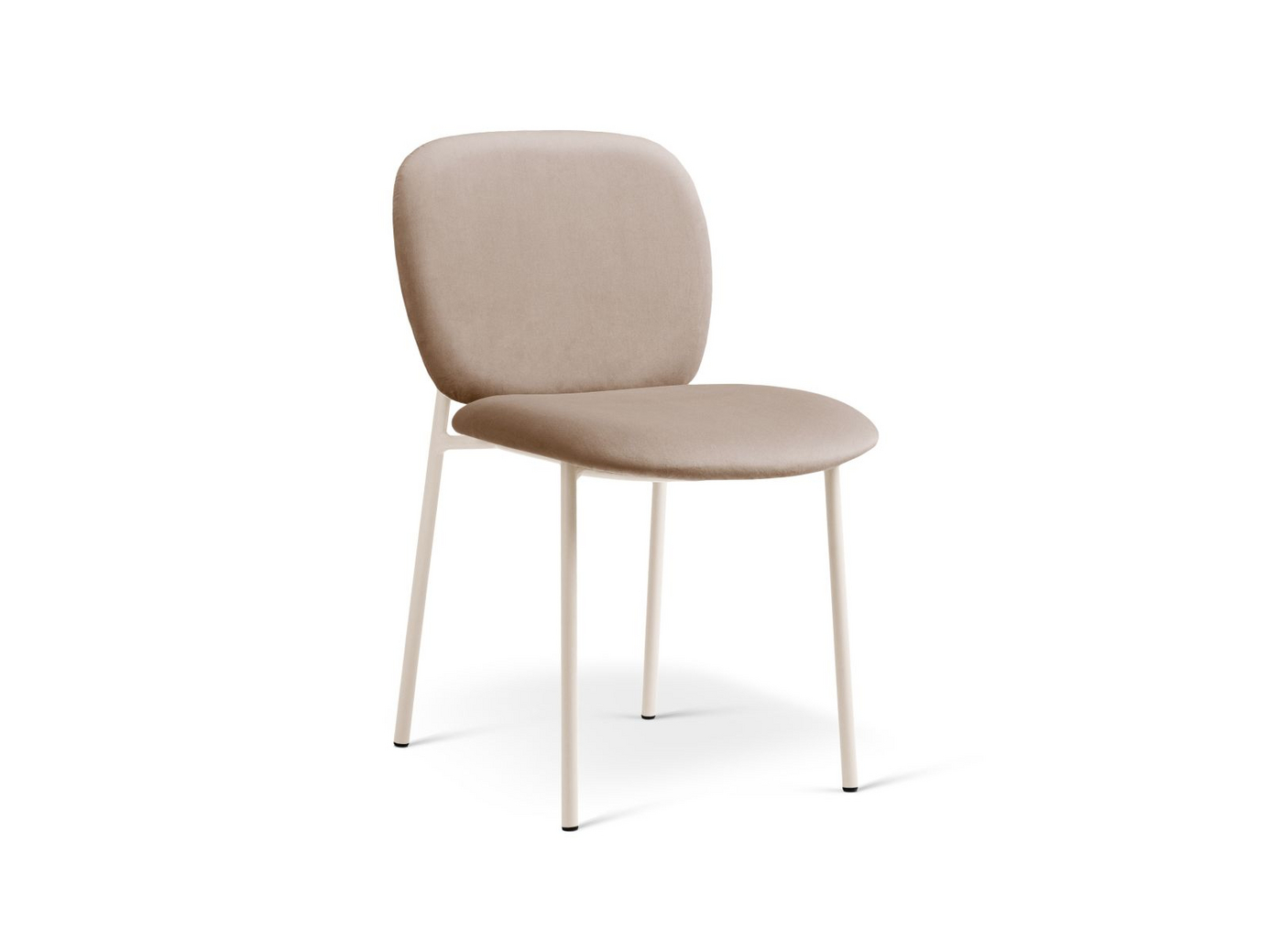 Cosmopolitan Design velourstole, 2 stk., "Caroline", 1-personers, 49 × 61 × 79 cm, cremefarvede ben, mandelbeige