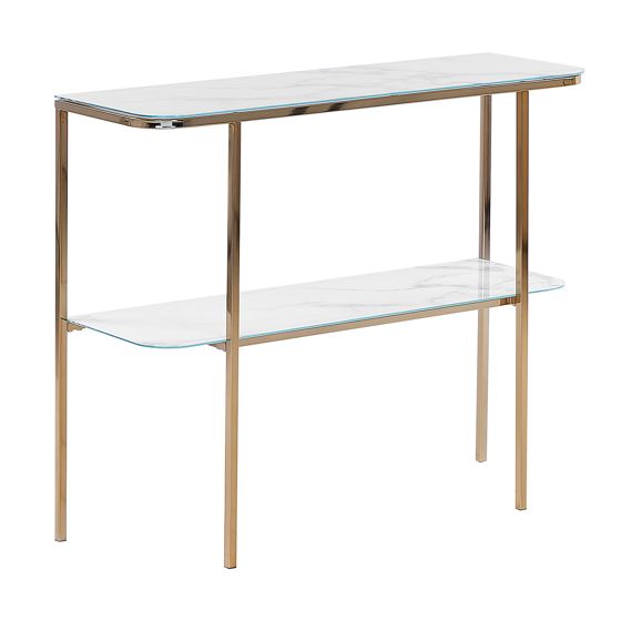 Konsolbord CALVERT Hærdet glas Marmor/guld