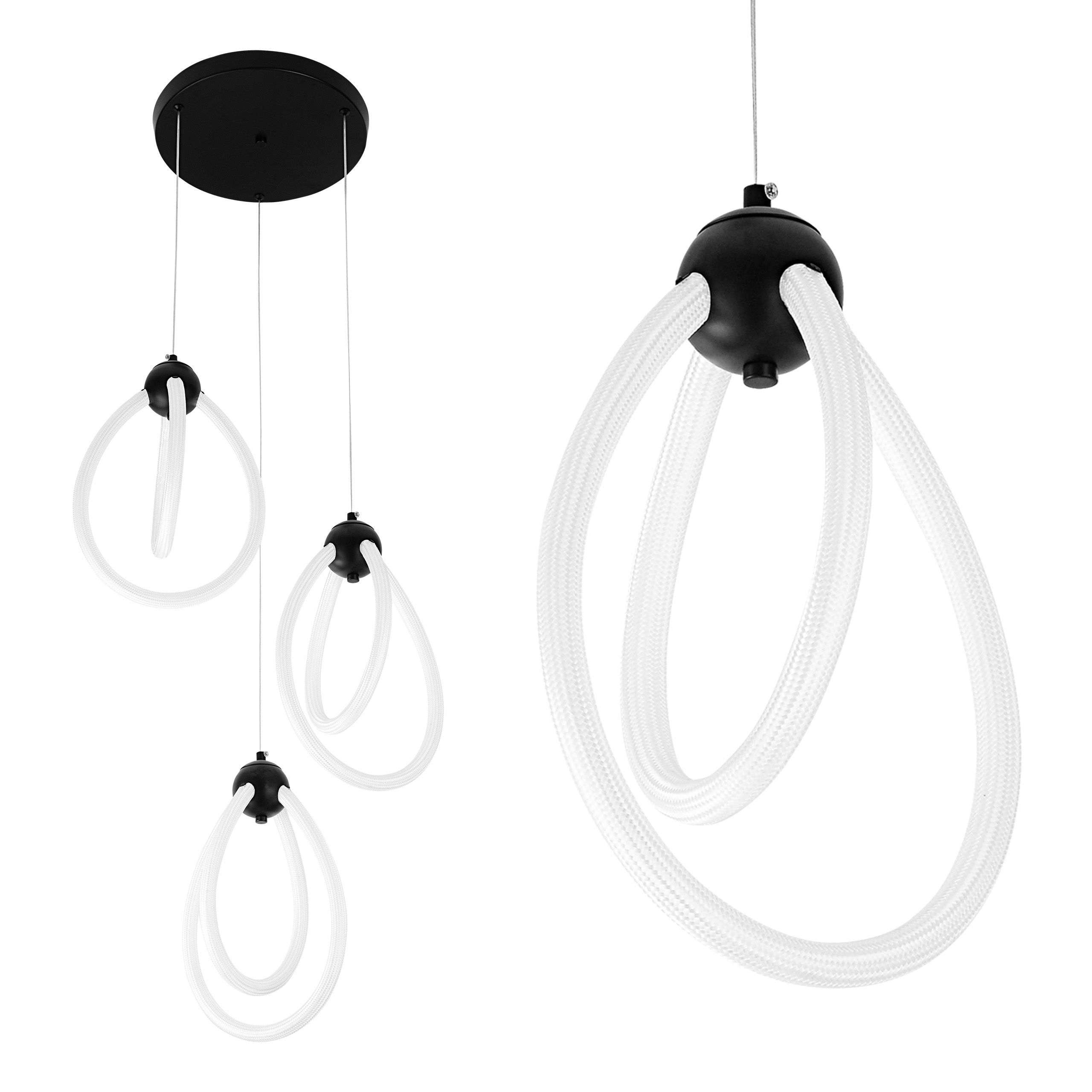 TOOLIGHT hængende loftlampe LED G022-3CPR Sort 46,5x29x46,5cm