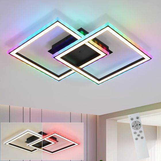 NETTLIFE LED - loftlampe til stuen, dæmpbar, moderne, RGB, med fjernbetjening, 3000-6000K, moderne RGB 13