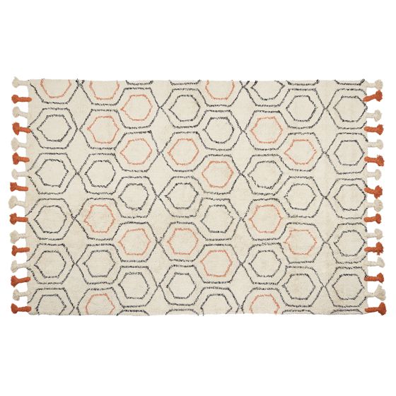 Gulvtæppe HAJIPUR Beige 140 x 200 cm Bomuld