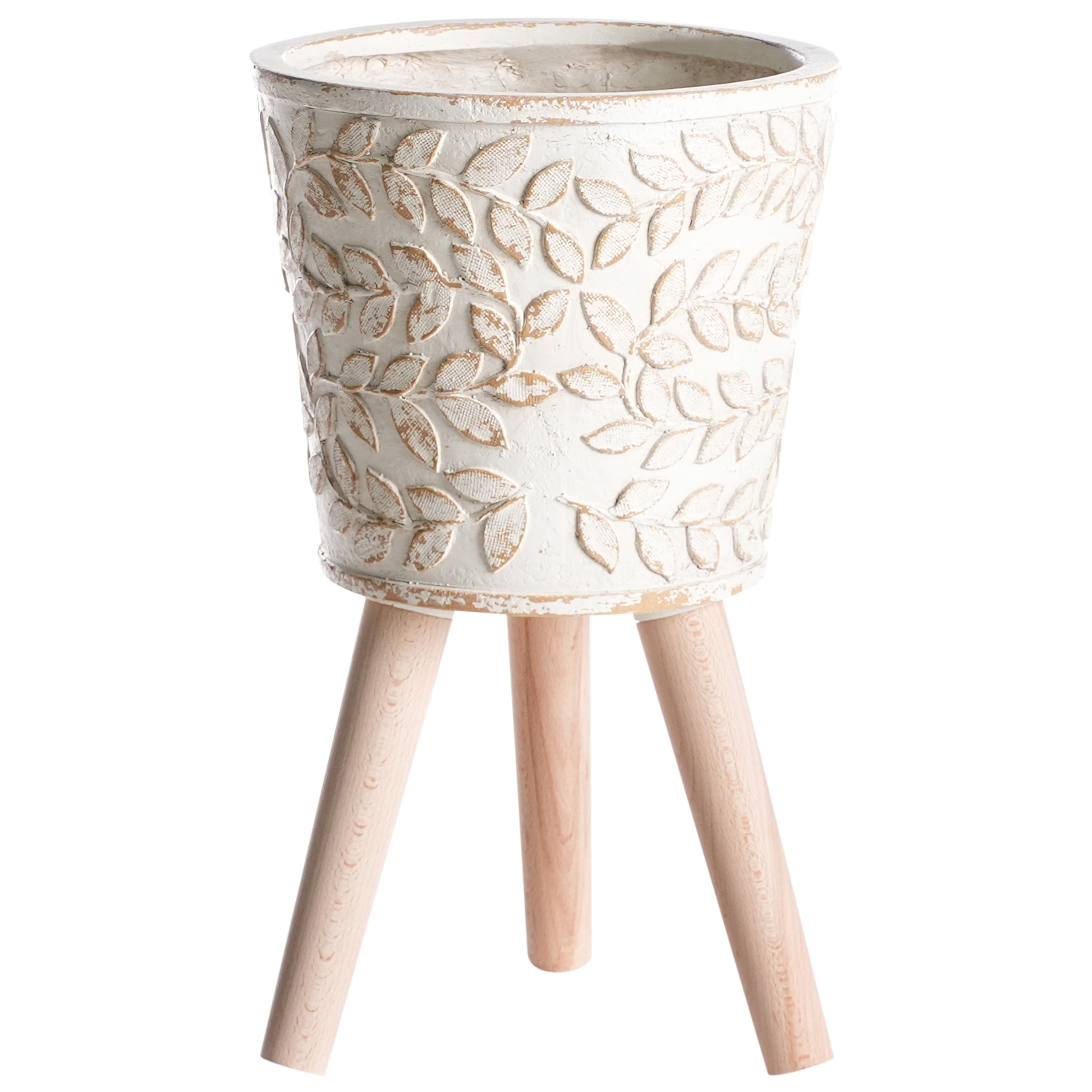 Forhøjet plantekrukke ALIARTOS 26 cm Cremehvid