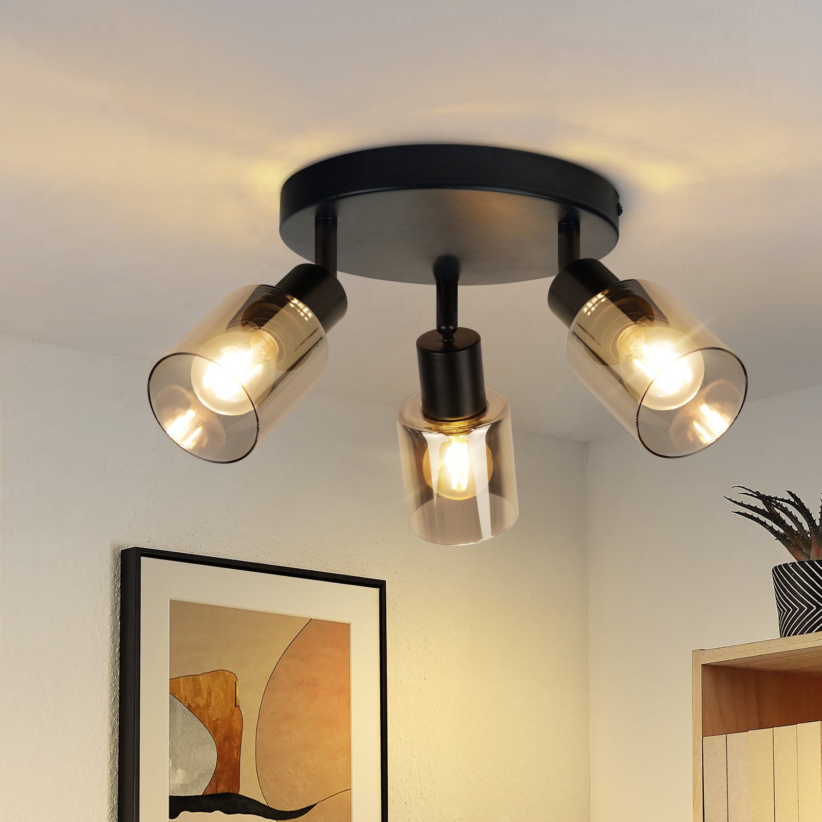 NETTLIFE - loftslampe, spotlight, 3 flammer, sort, industriel, E14, loftslampe til stue