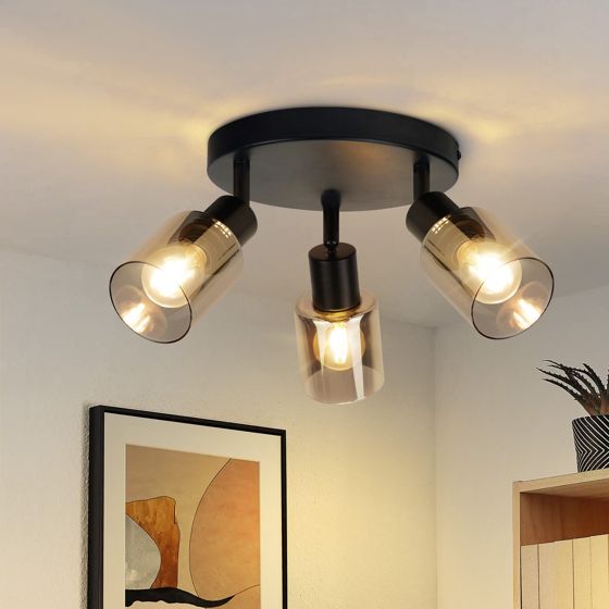 NETTLIFE - loftslampe, spotlight, 3 flammer, sort, industriel, E14, loftslampe til stue