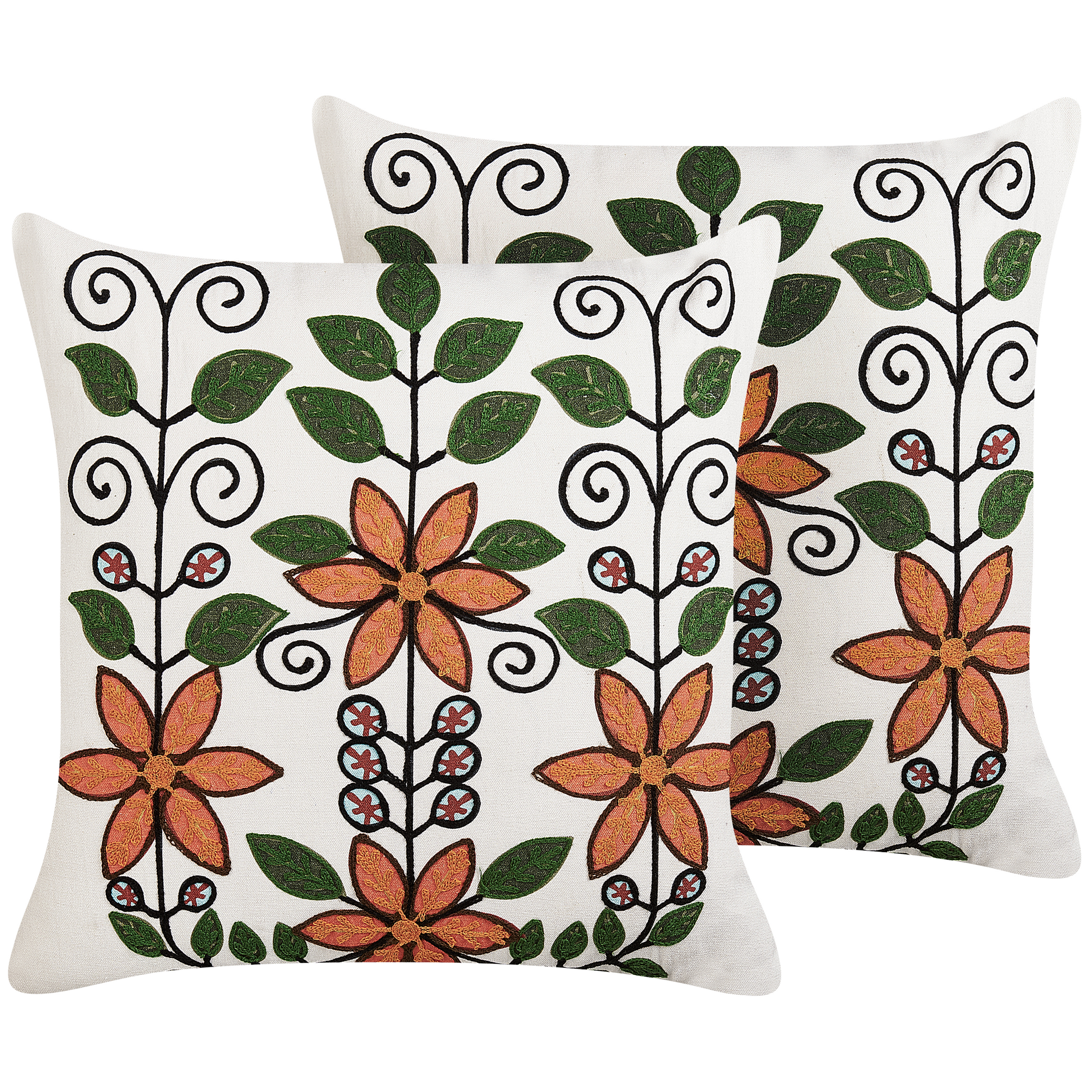 Sæt af 2 pyntepuder VELLORE 50 x 50 cm Bomuld Multifarvet Blomstermønster