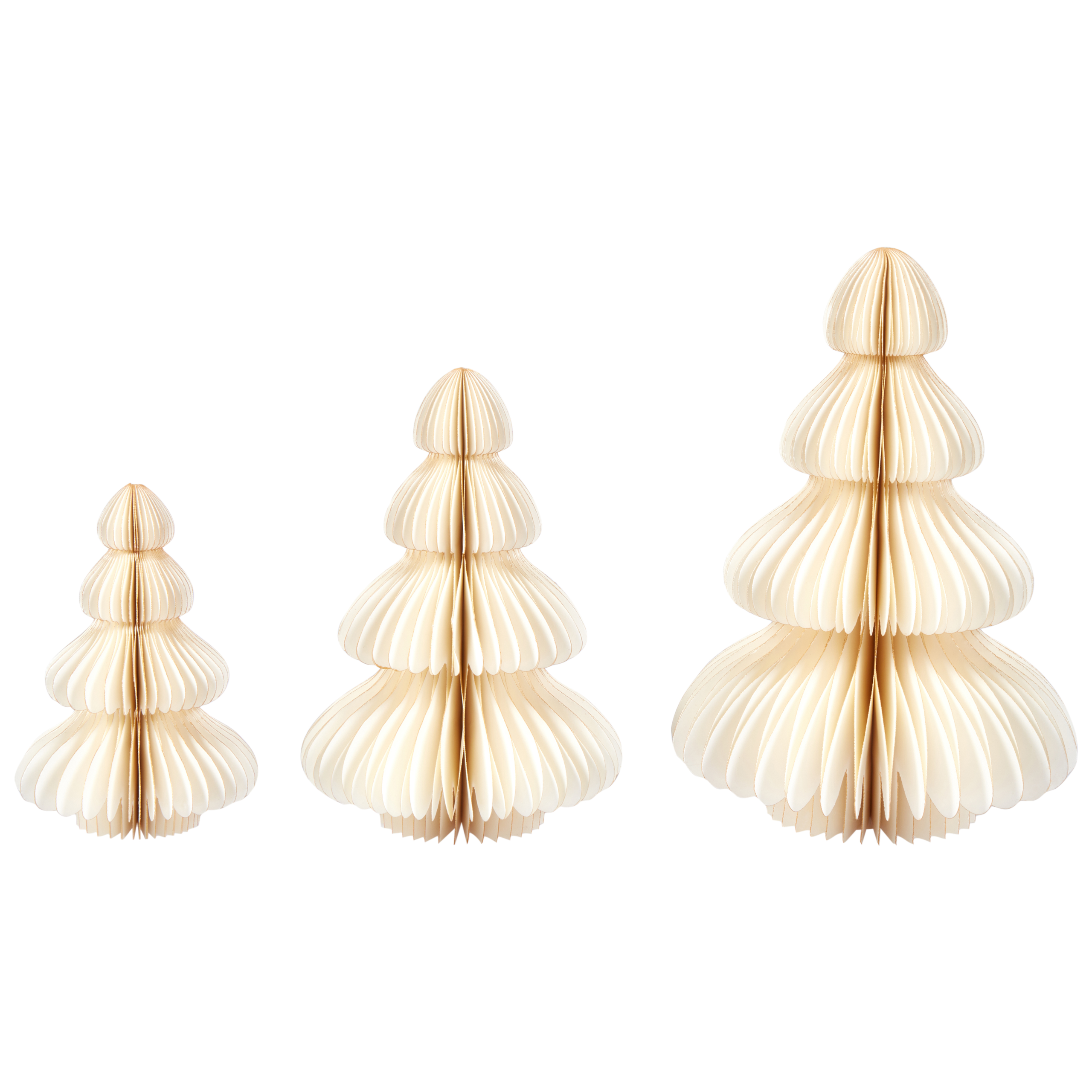 Sæt af 3 figurer NILGIRI 15/20/25 cm Juletræ Beige