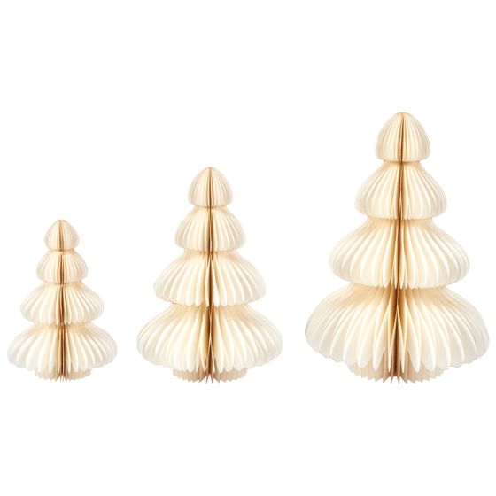 Sæt af 3 figurer NILGIRI 15/20/25 cm Juletræ Beige