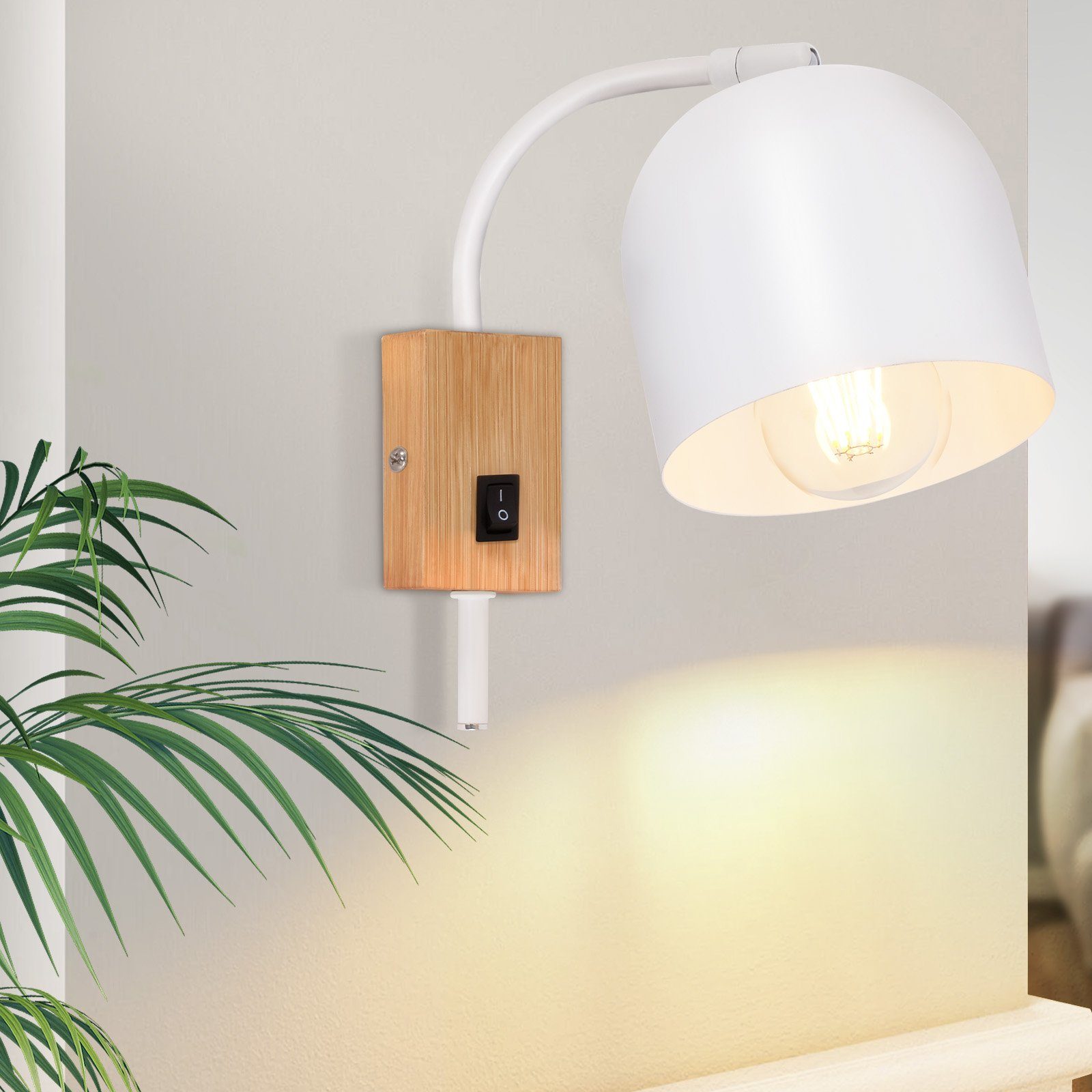 NETTLIFE træ, væglampe Med afbryder - 1 flamme, vægspotlight, E27Hvid, entrelampe, 330°, uden, pære