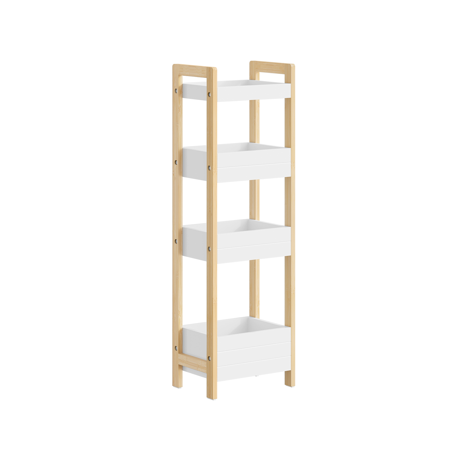 Opbevaringshylde med 4 skuffer, hvid, 28x20x90 cm, FRG226-H-WN
