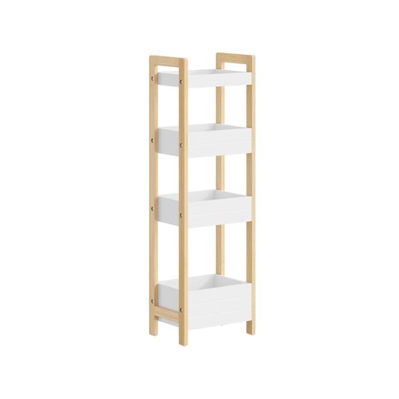 Opbevaringshylde med 4 skuffer, hvid, 28x20x90 cm, FRG226-H-WN