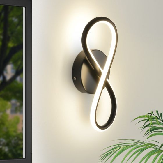 NETTLIFE sort, LED-væglampe, 7W, buet, design, varm, hvid, 3000K, til indendørs trapper