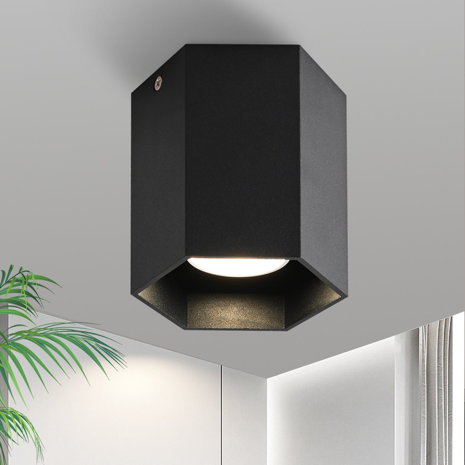 NETTLIFE GU10 - spotlight, sort, sekskantet, spotlight, maks. 40 W, stue- og entrélampe