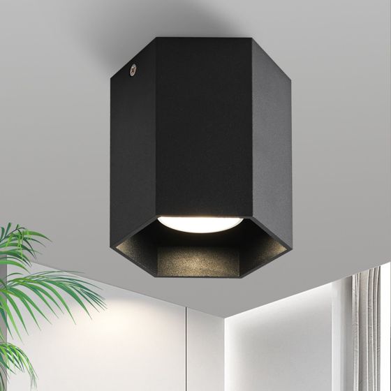 NETTLIFE GU10 - spotlight, sort, sekskantet, spotlight, maks. 40 W, stue- og entrélampe