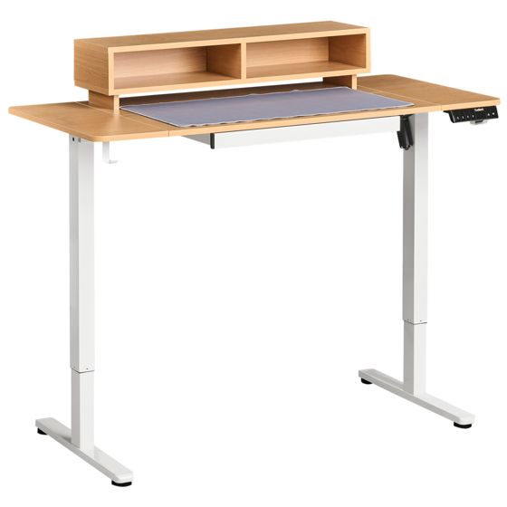 Elektrisk justerbart hæve sænkebord LUCAMA 120 cm 60 cm med USB-port Lysebrun/hvid