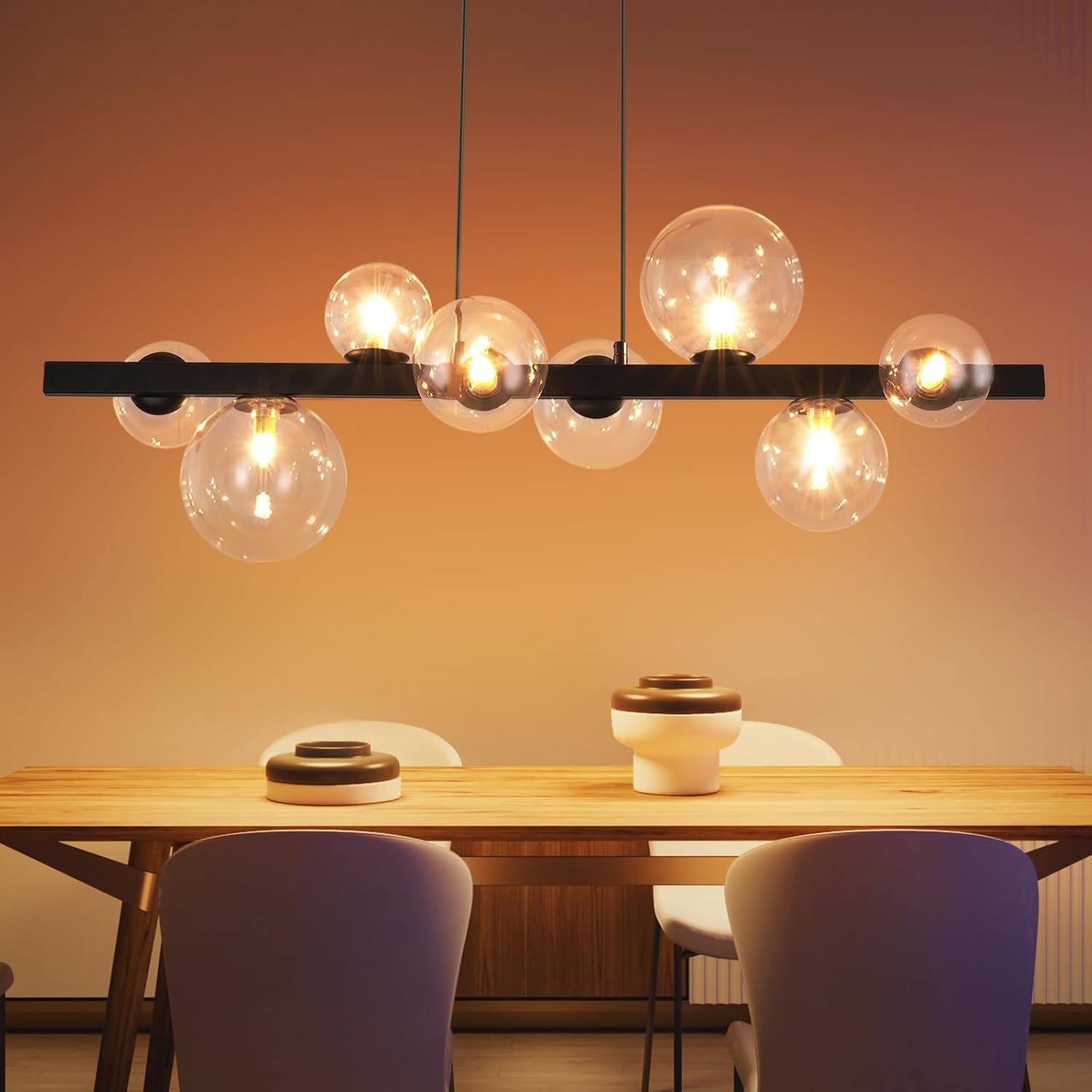 NETTLIFE Pendellampe, spisebord, pendellampe, stue, pendellampe, G9, pendellampe, 8, lamper, moderne, glas