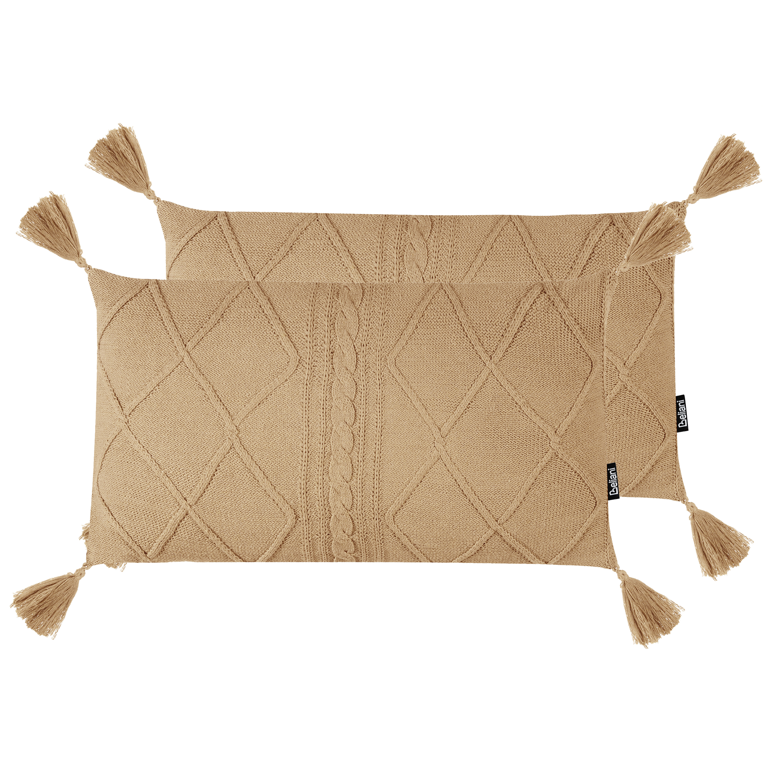 Sæt af 2 pyntepuder CAESIA 30 x 50 cm Bomuld Beige Ensfarvet