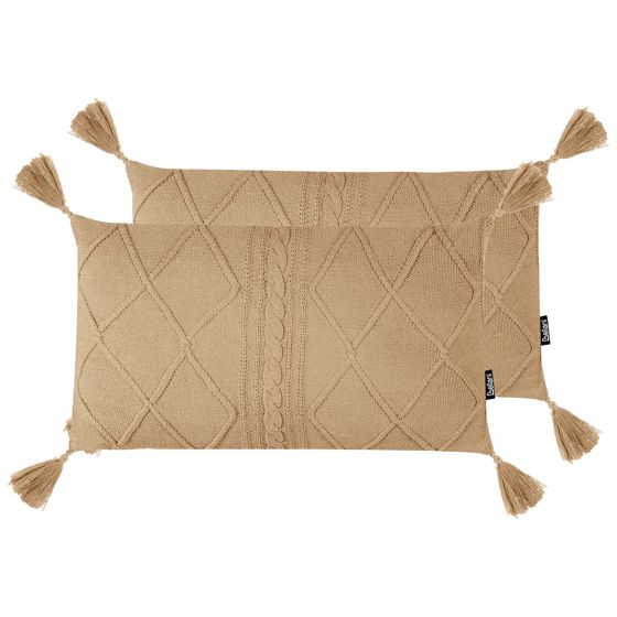 Sæt af 2 pyntepuder CAESIA 30 x 50 cm Bomuld Beige Ensfarvet
