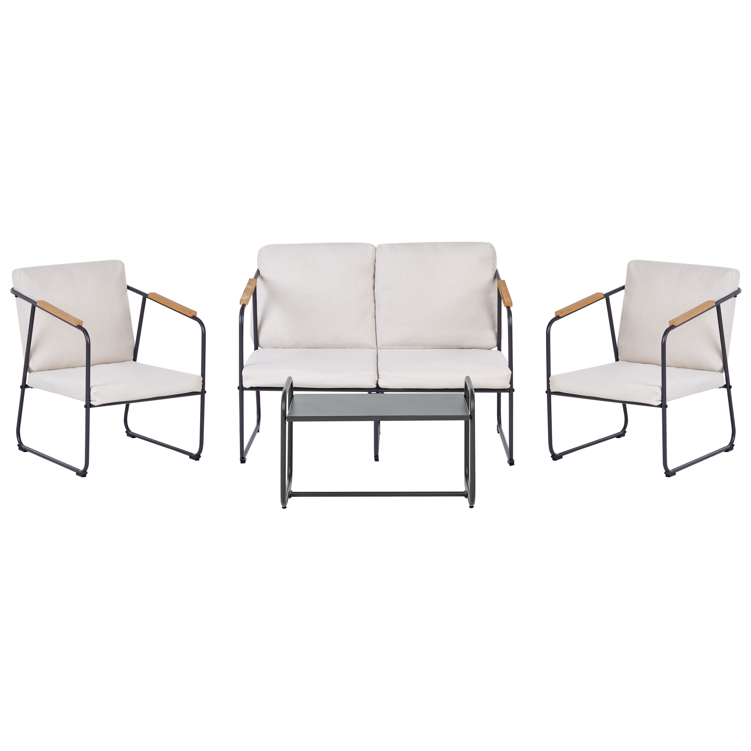 Loungesæt med bord 4 personers VEZZANA Metal Lys Beige