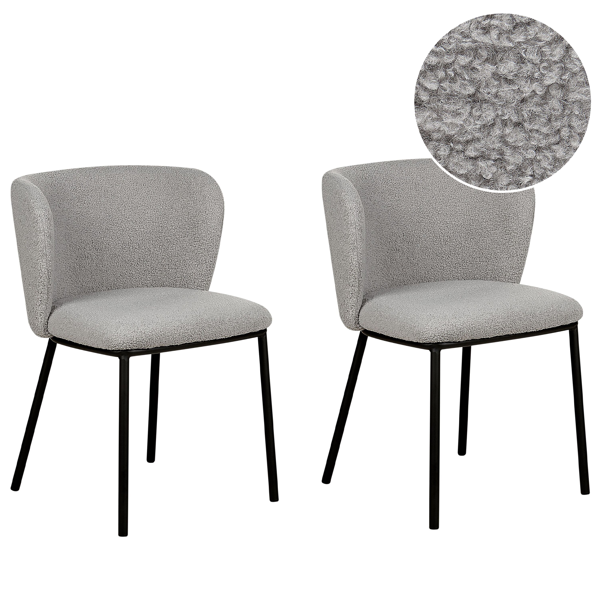 Sæt med 2 spisebordsstole MINA Boucle Grå