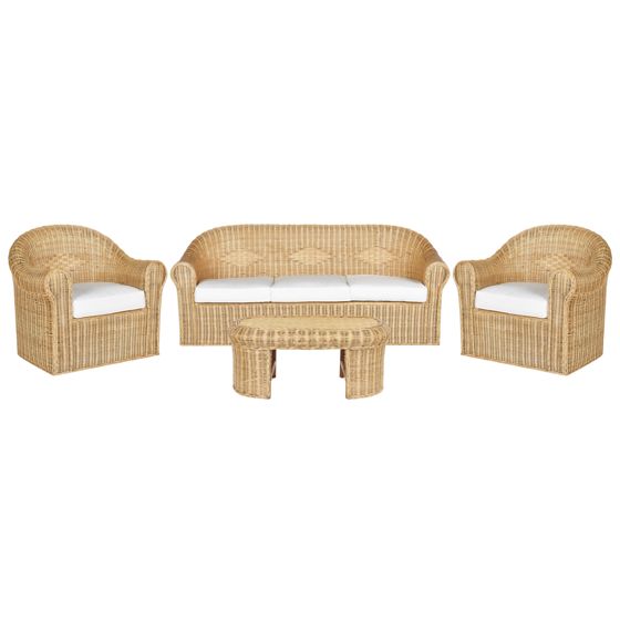 Loungesæt med bord 5 personers LIVADEIA Rattan Naturlig