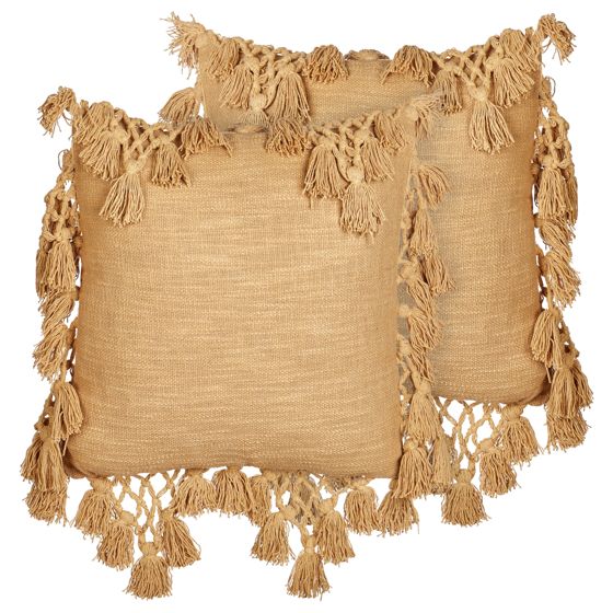 Sæt af 2 pyntepuder OLEARIA 45 x 45 cm Bomuld Beige Ensfarvet