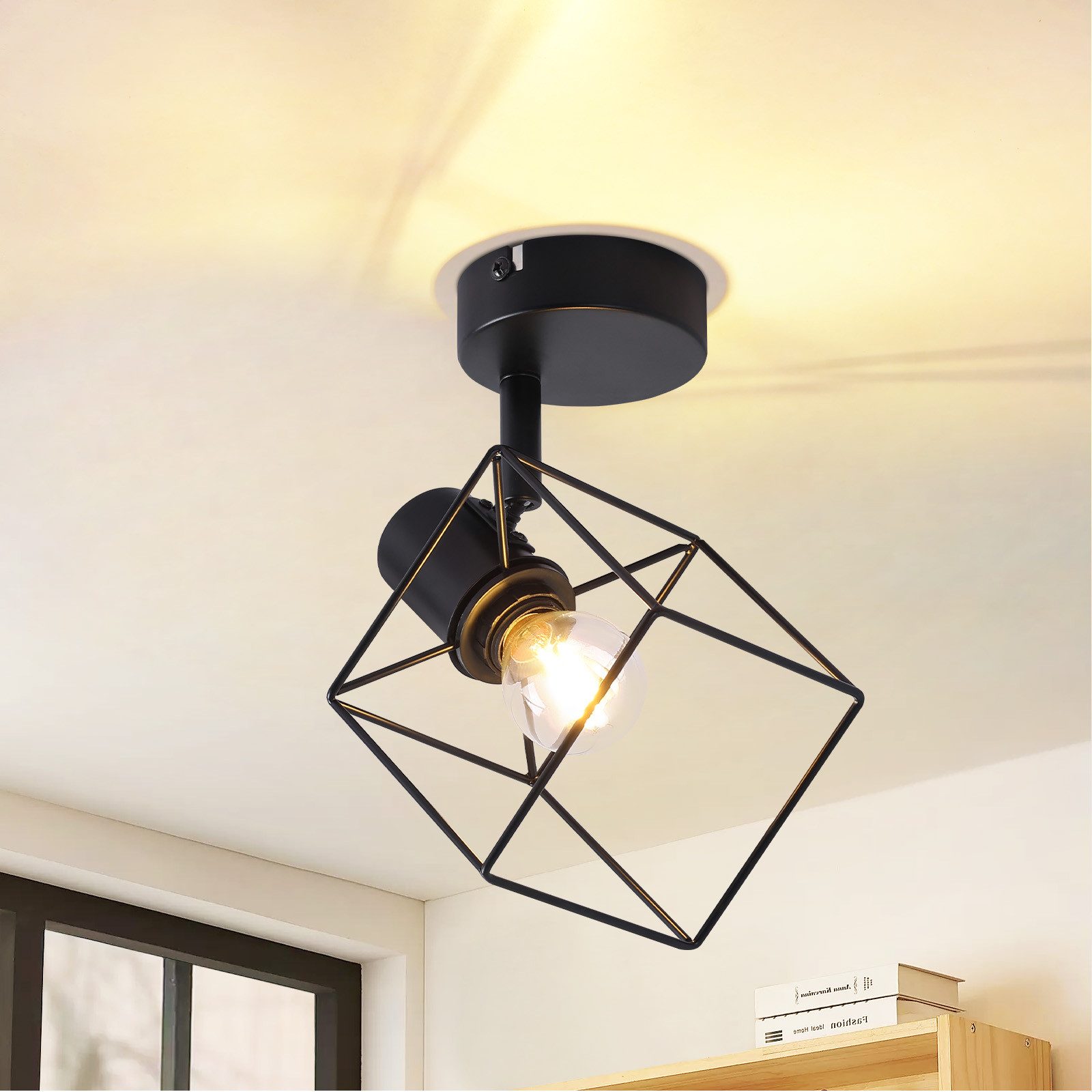 NETTLIFE sort loftspotlight E14 350° justerbar loftslampe vintage - metal til stuen