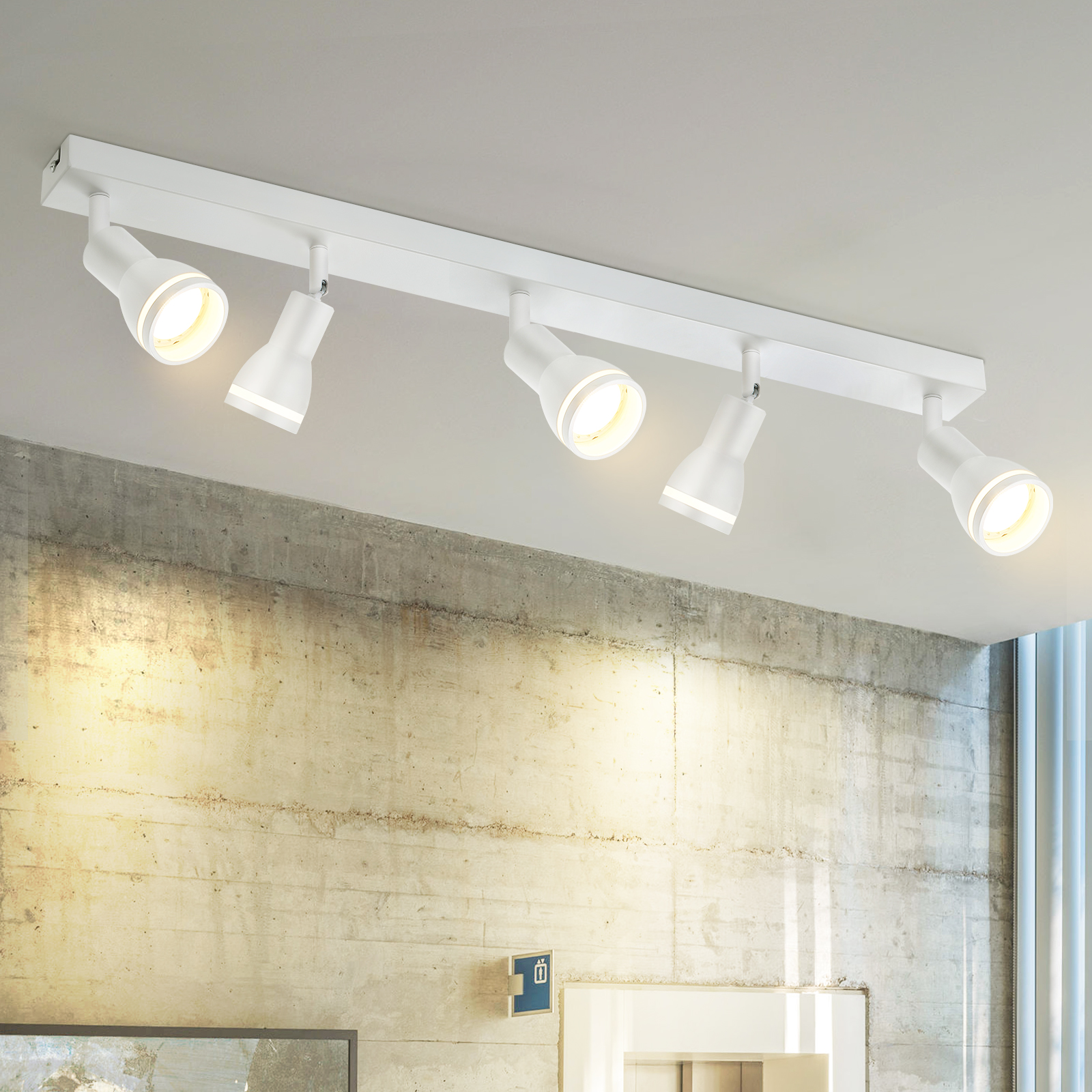 NETTLIFE Loftlampe 5 Spotlights Hvid: Metalloftlampe GU10 Til Indendørs Brug Uden Pærer