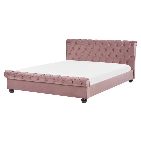 Seng Velour AVALLON 160 x 200 cm Lyserød