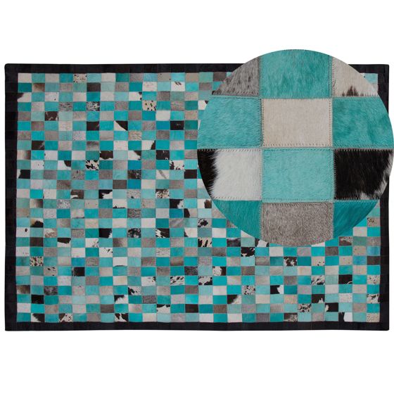 Gulvtæppe NIKFER Turkis 160 x 230 cm Ægte læder