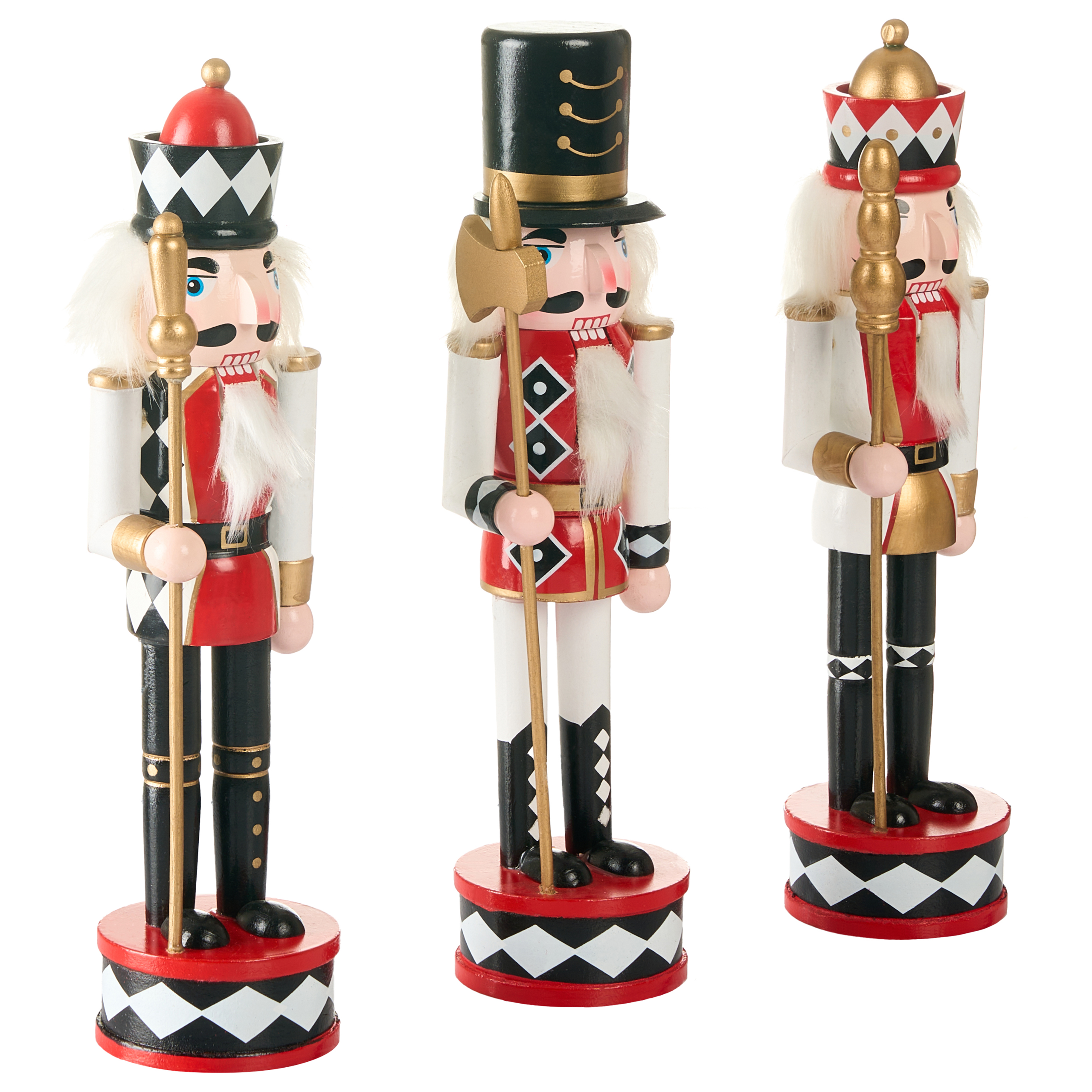 Sæt af 3 figurer RICKLEAN 30 cm Nøddeknækker Rød/Hvid