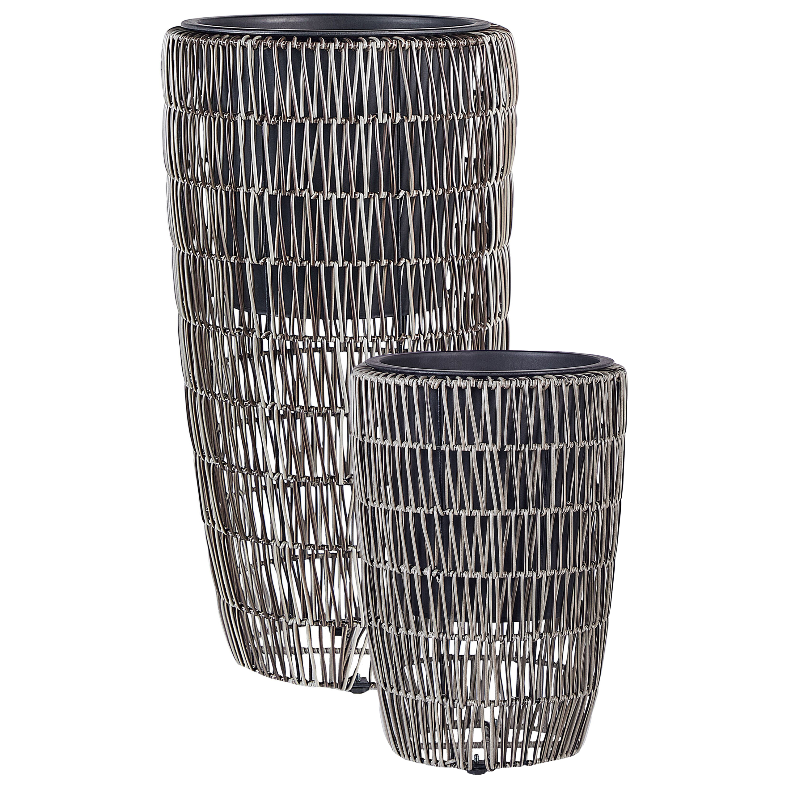 Sæt med 2 plantekrukker CHELONE 26/34 cm PE-rattan Brun