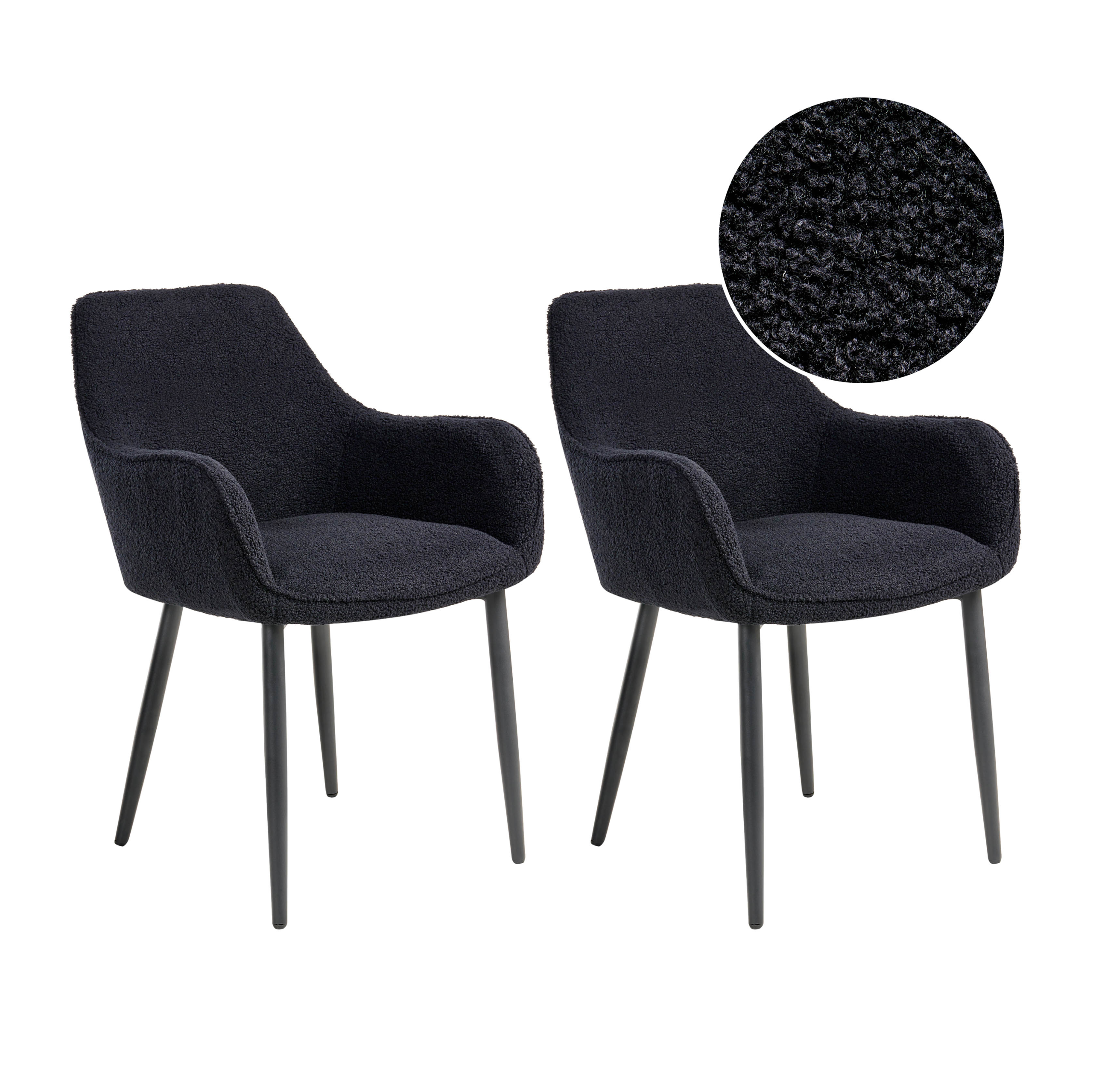 Sæt med 2 spisebordsstole ALDEN Boucle Sort