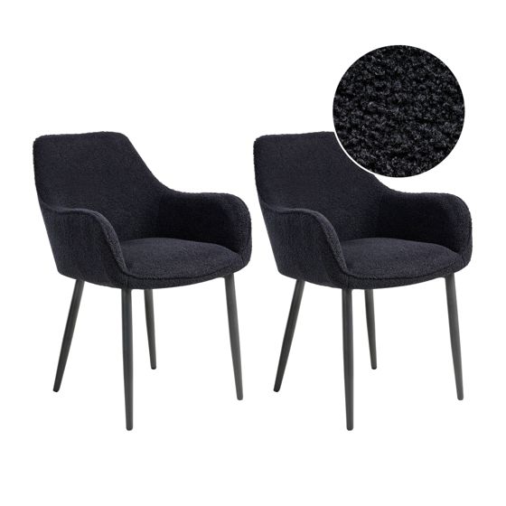 Sæt med 2 spisebordsstole ALDEN Boucle Sort