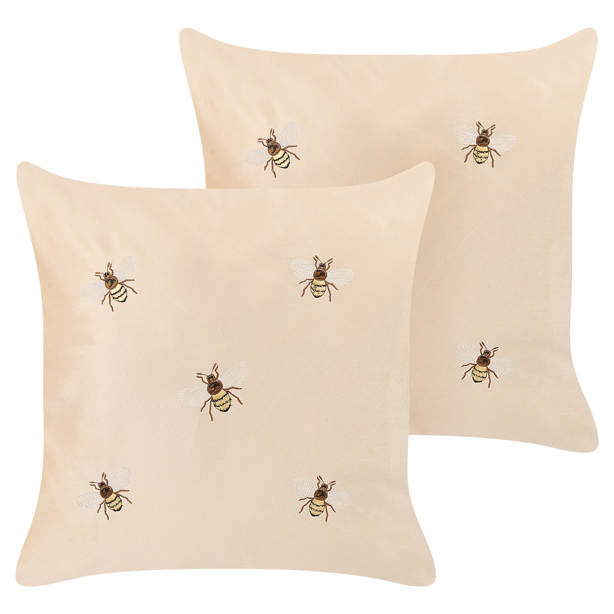 Sæt af 2 pyntepuder TALINUM 45 x 45 cm Velour Beige Dyremønster
