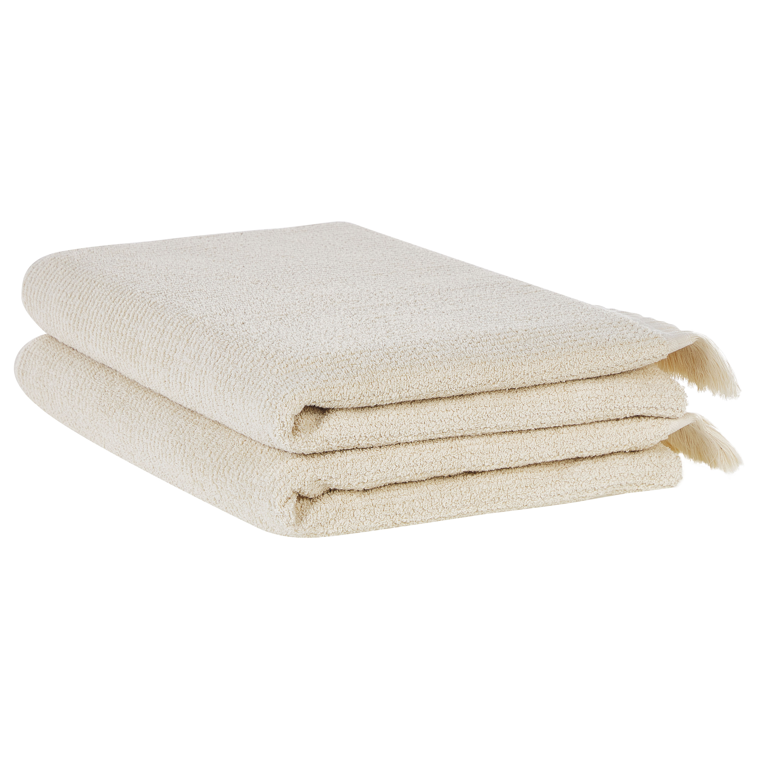 Sæt af 2 håndklæder ATIU Bomuldsfrotté Beige