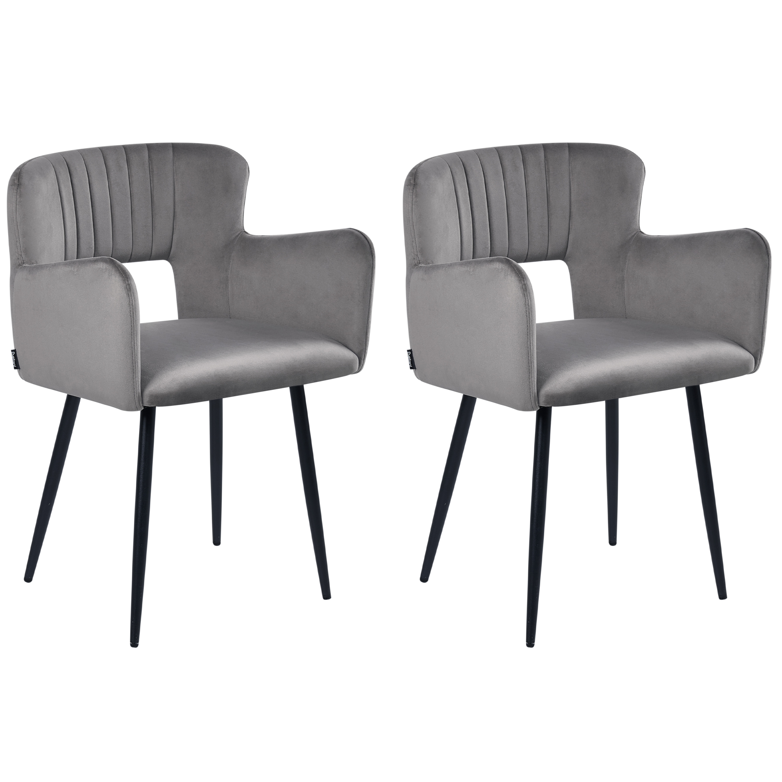 Sæt med 2 spisebordsstole SANILAC Velour Grå