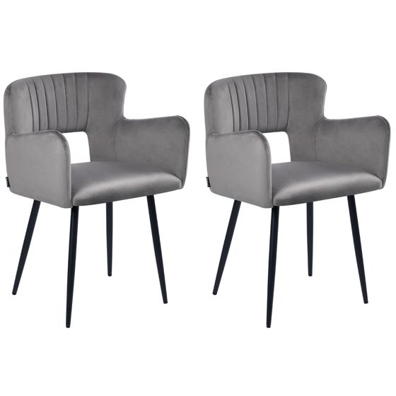 Sæt med 2 spisebordsstole SANILAC Velour Grå