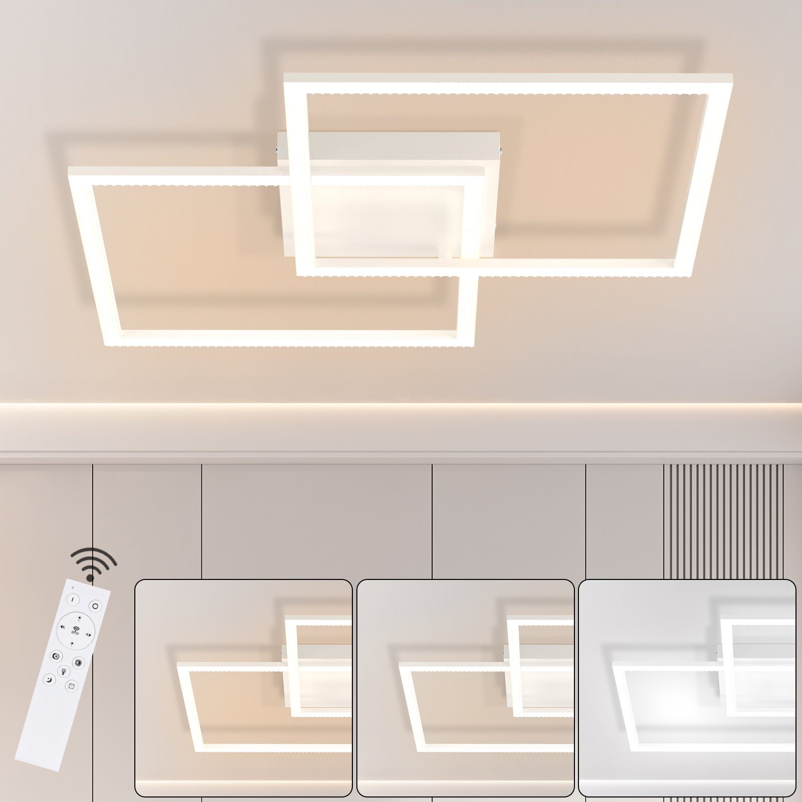NETTLIFE LED - loftlampe, dæmpbar stue, moderne design Med fjernbetjening 52W Køkkenlampe, soveværelse spisestue Køkken