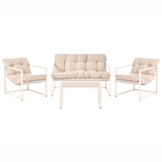 Loungesæt med bord 4 personers GARDA Metal Beige