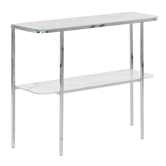 Konsolbord CALVERT Hærdet glas Marmor/sølv